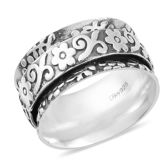 STERLING SILVER SPINNER (FIDGET) FLORAL RING - Picture 2 of 5